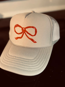Cream and Red Bow Trucker Hat